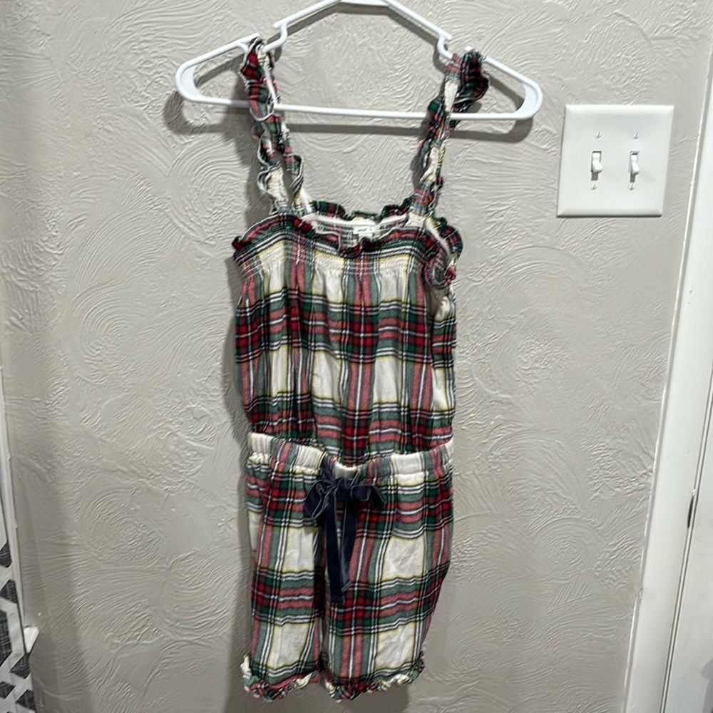 aerie womens plaid ruffle flannel romper pajama size small
